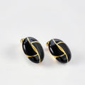 Kivi black enamel gold studs